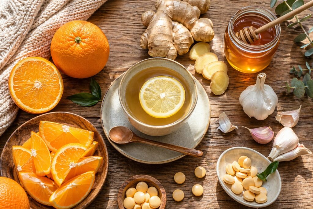 Alimentele bogate în vitamina C, zinc și antioxidanți susțin funcționarea imunității.